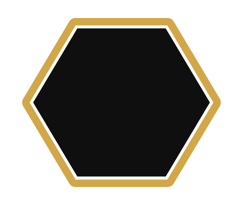 Hexagon_bk_gold Hexagon schwarz gold