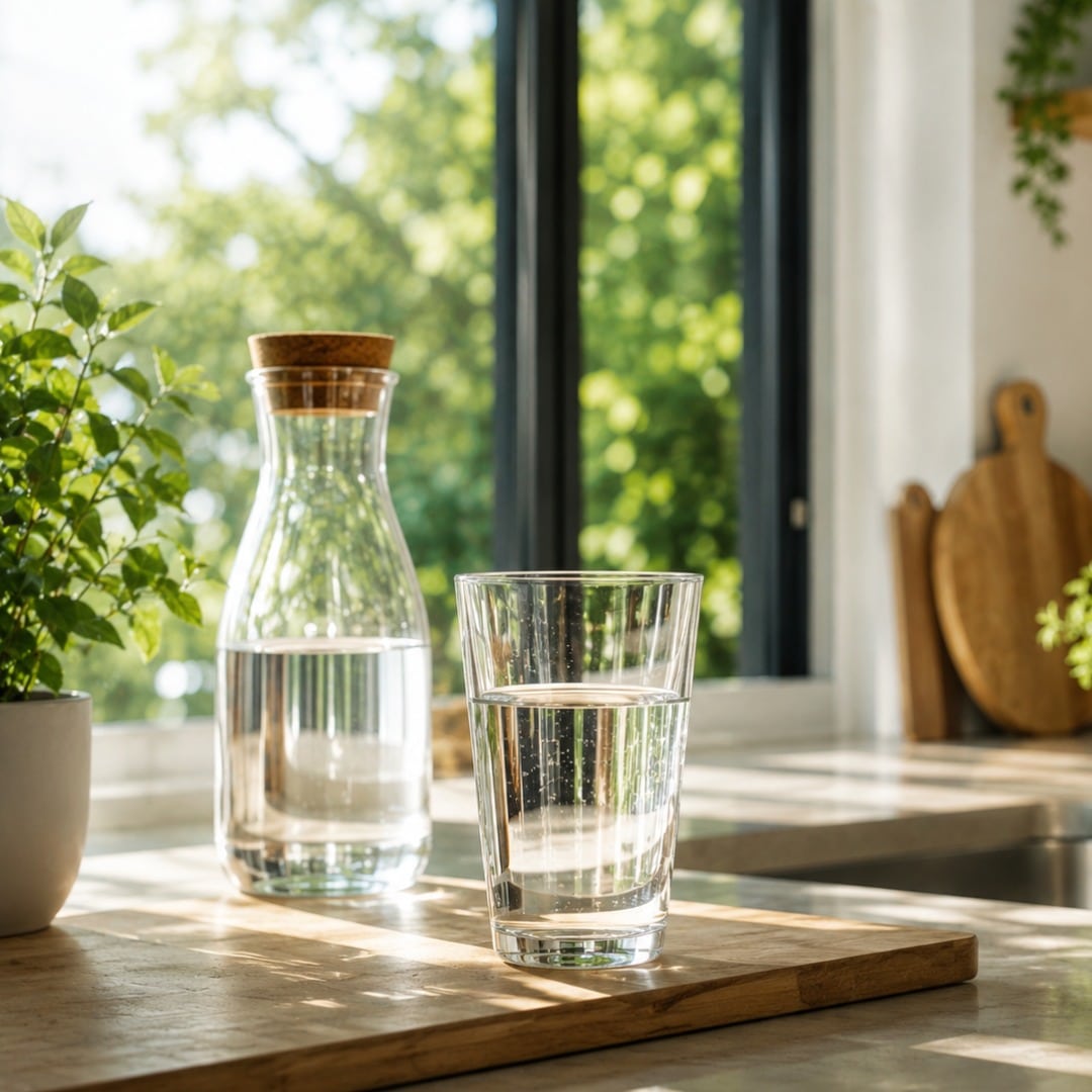 Wasserhahn mit fließendem Trinkwasser zum Thema Kontrolle und Wasserqualität